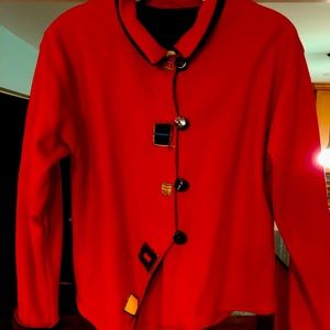 Women’s red blazer with buttons